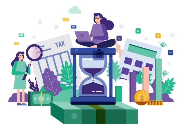 Business Team Analysis And Strategy On Tax Time Deadline Concept Flat Design Element Vector Illustration Illustration