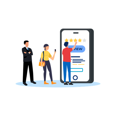 As pessoas avaliam no celular  Ilustração