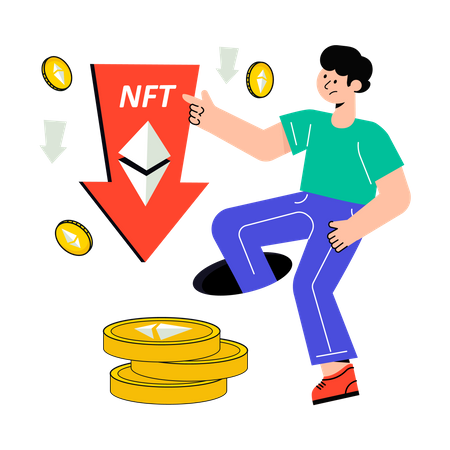 Taxa de queda de NFT  Ilustração