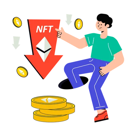 Taxa de queda de NFT  Ilustração