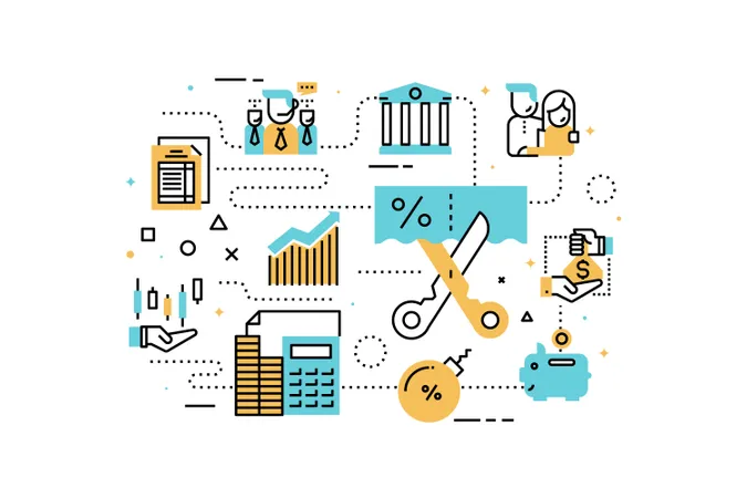Taxes and finance line icons illustration  Illustration