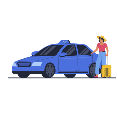 Une passagère embarque dans un taxi  Illustration