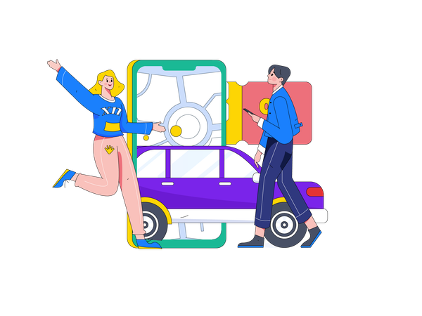 Taxi booking app  Illustration