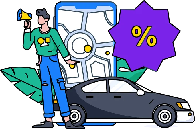 Taxi booking Cab during offer  Illustration