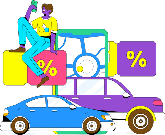 Taxi booking discount  Illustration