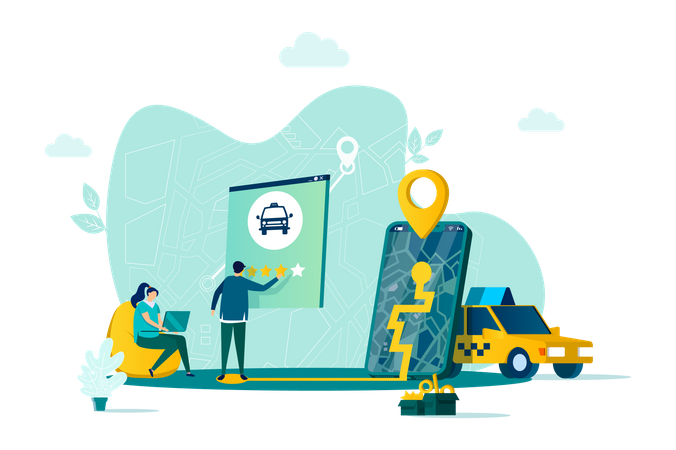 Taxi booking service  Illustration