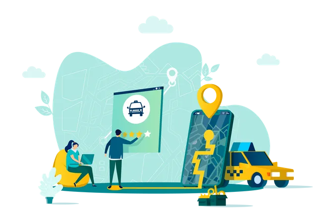 Taxi booking service Illustration
