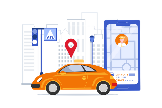 Taxi Booking Service Illustration
