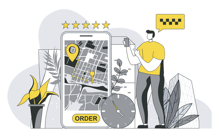 Taxi booking service Illustration