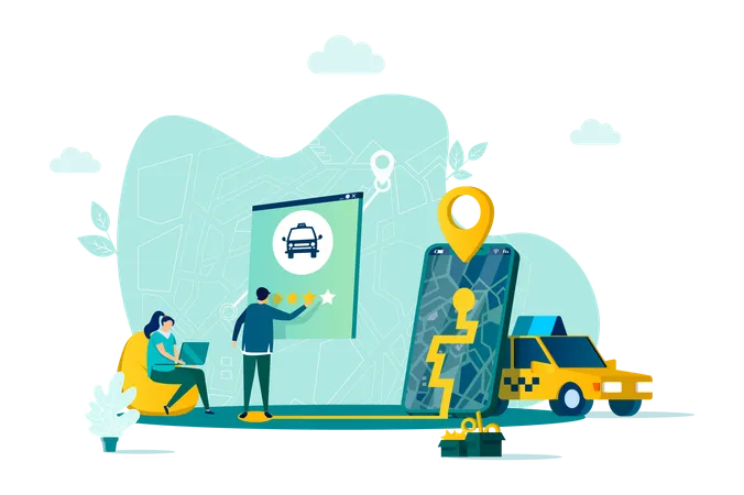 Taxi booking service  Illustration