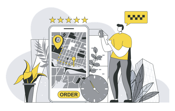 Taxi booking service  Illustration