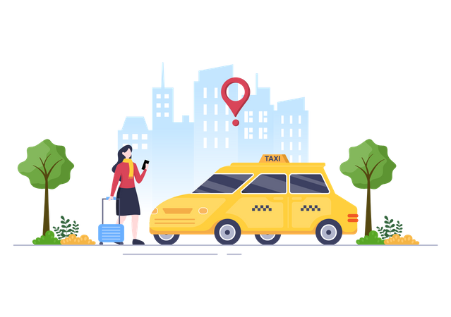 Taxi booking travel service  Illustration