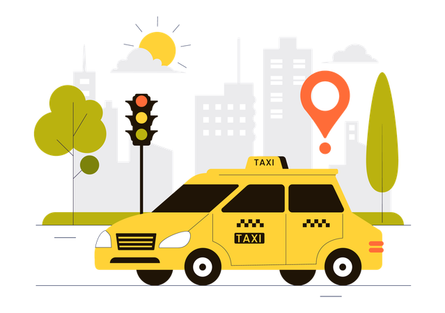 Taxi Booking Travel Service  Illustration