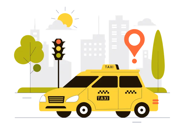 Taxi Booking Travel Service  Illustration