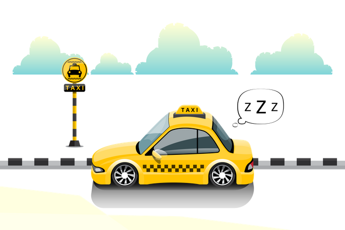 Taxi driver fell asleep  Illustration