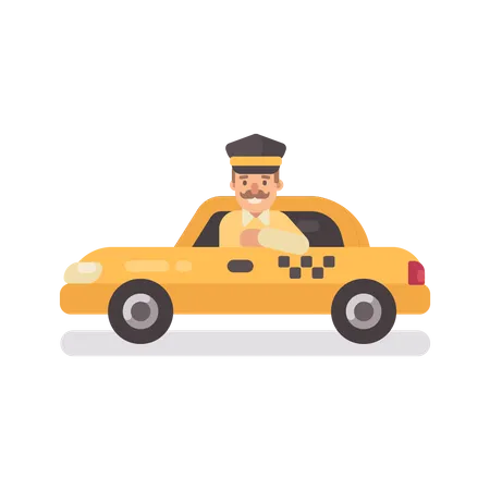 Taxi driver in a car Illustration