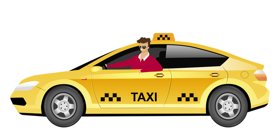 Taxi driver in car Illustration