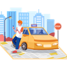 taxi stop illustrations