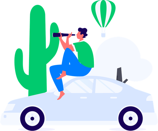 Taxi driver waiting for new passenger  Illustration