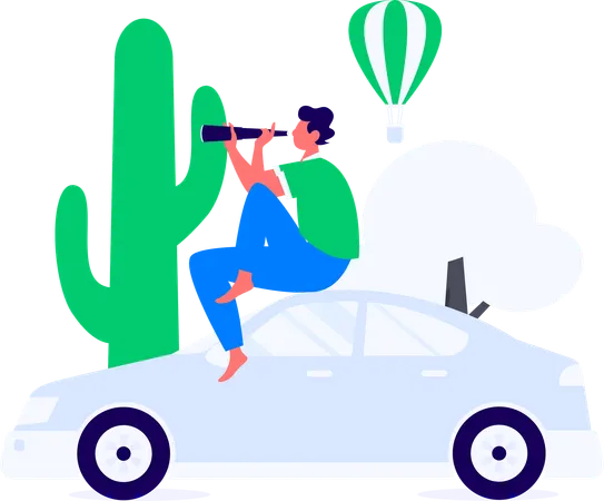Taxi driver waiting for new passenger  Illustration
