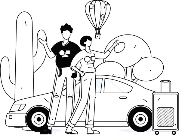 Taxi driver waiting for new passenger  Illustration