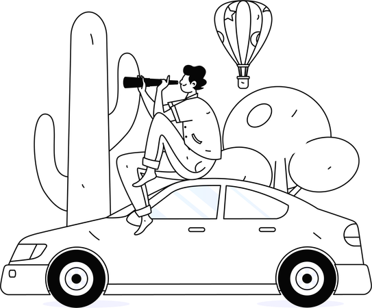 Taxi driver waiting for new passenger  Illustration