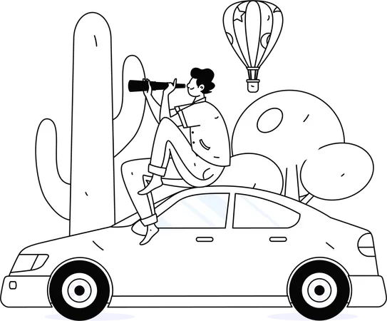Taxi driver waiting for new passenger  Illustration