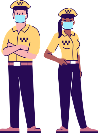 Taxi drivers wearing face mask  Illustration