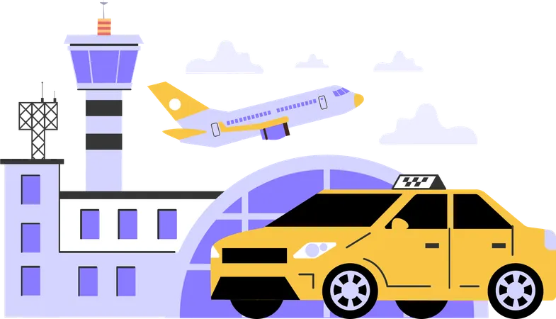 Taxi en el aeropuerto  Ilustración