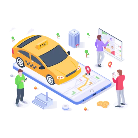 Taxi en línea  Ilustración