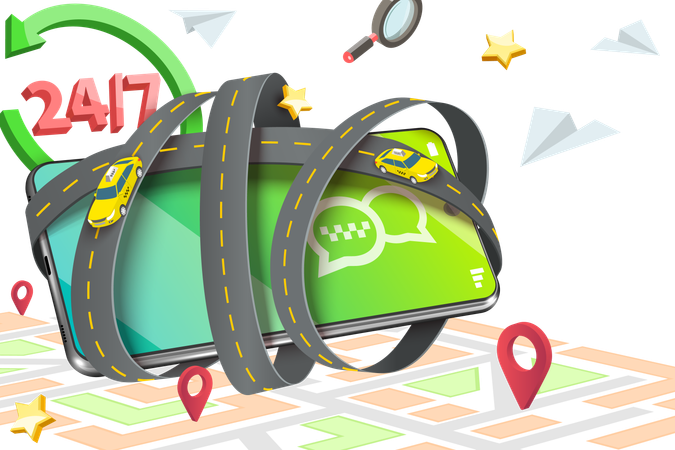 Taxi Mobile Service  Illustration