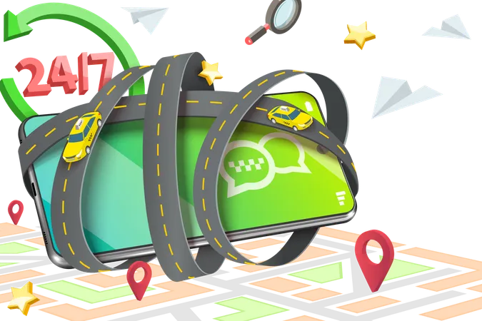 Taxi Mobile Service  Illustration