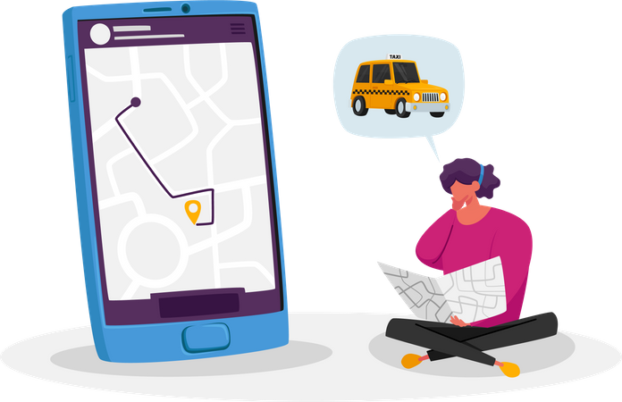 Taxi service application  Illustration