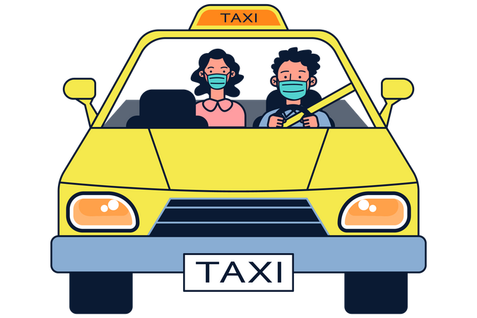 Taxi service during pandemic Illustration