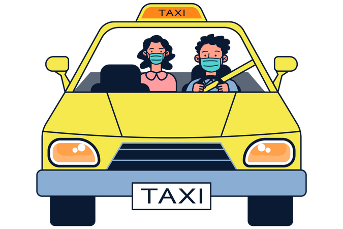 Taxi service during pandemic  Illustration