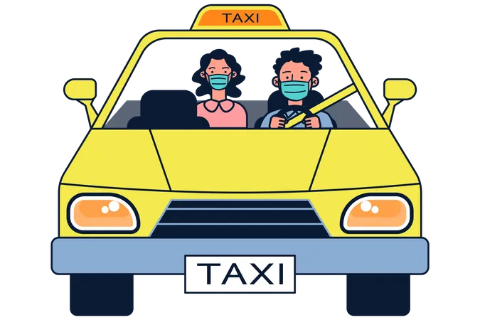 Taxi service during pandemic  Illustration