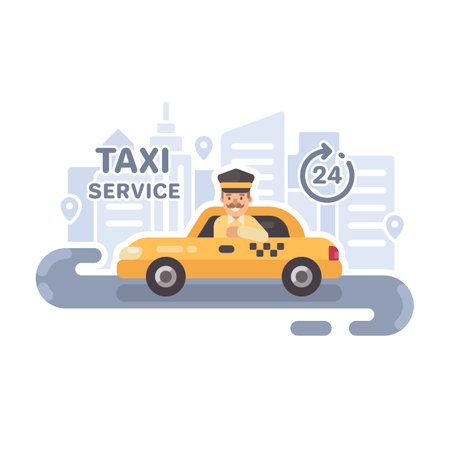 Taxiservice, flache, vektor, abbildung  Illustration