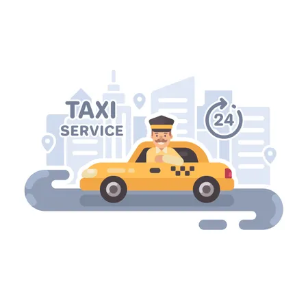 Taxi Service Flat Vector Illustration  Illustration