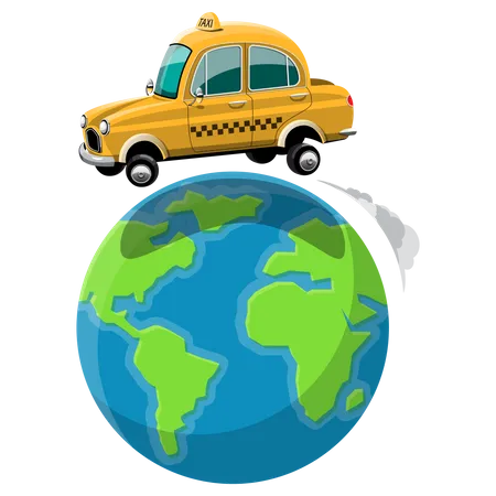 Taxi service in overall world  Illustration