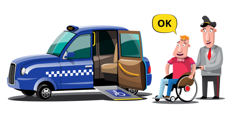 Taxi services for disable people  Illustration