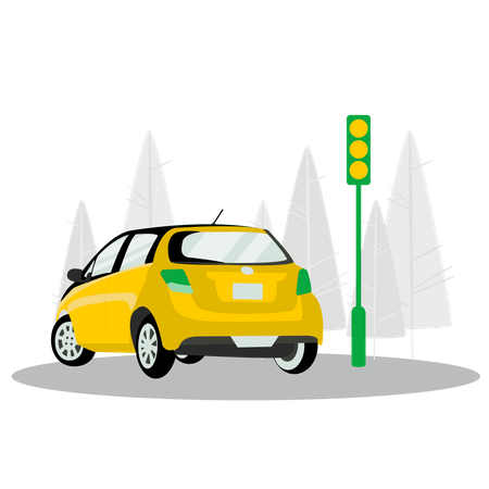 Taxi standing at traffic light  Illustration