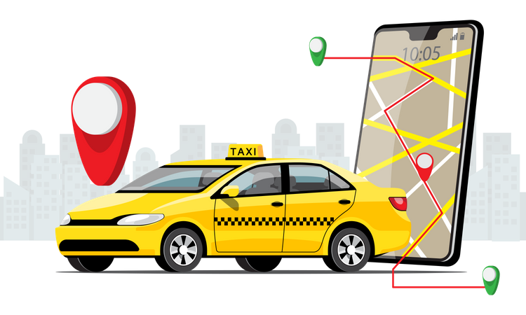 Taxi Tracking Service Illustration