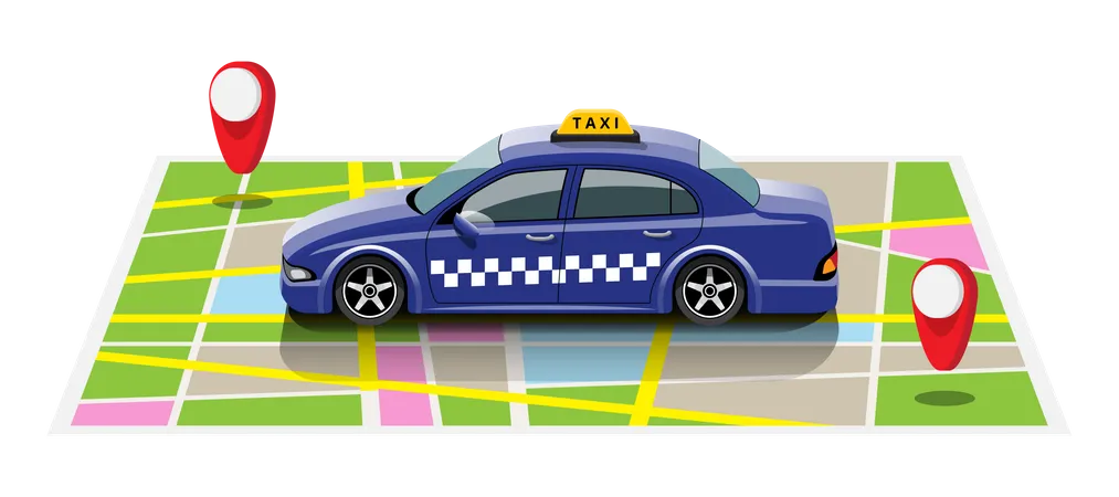 Taxi Tracking service Illustration