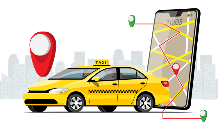 Taxi Tracking Service  Illustration