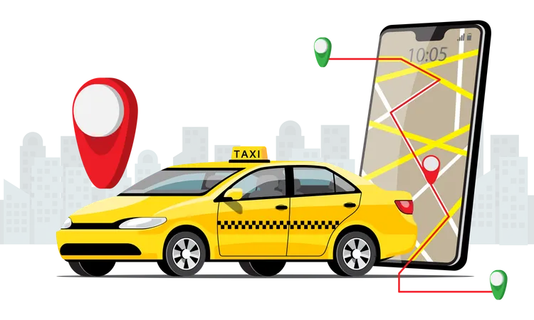 Taxi Tracking Service  Illustration