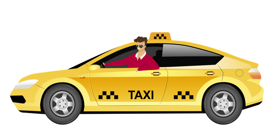 Taxifahrer im Auto  Illustration