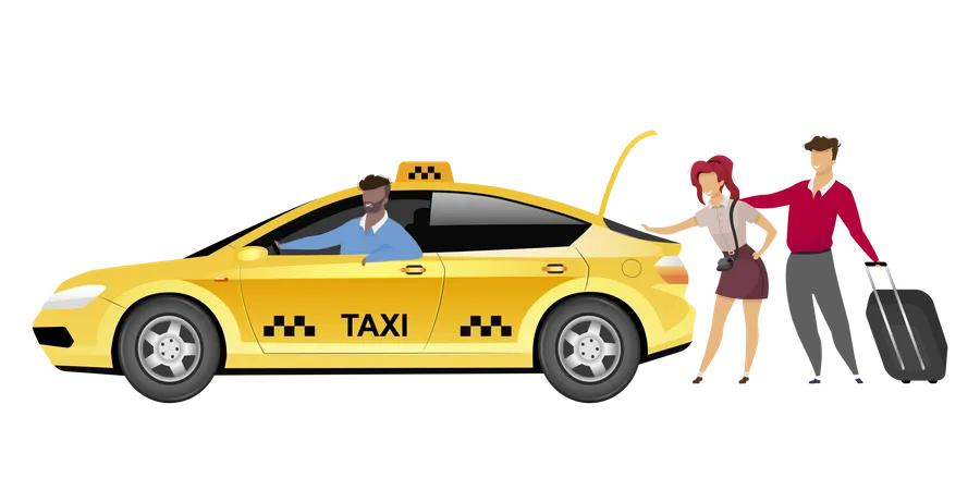 Taxifahrer mit Kunden  Illustration