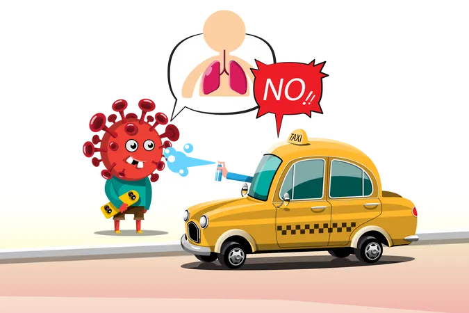 Taxis refused coronavirus-infected passengers from getting into the car Illustration