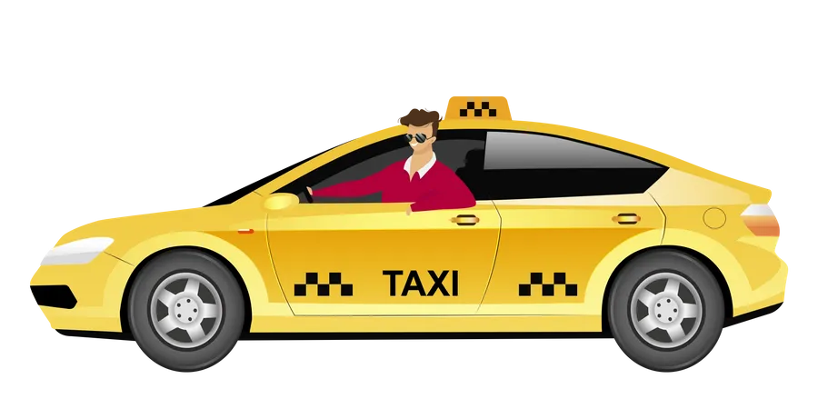 Taxista en coche  Ilustración