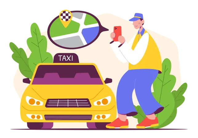 Motorista de táxi masculino  Ilustração